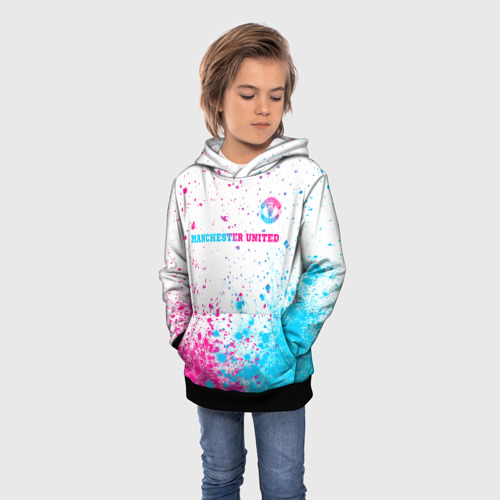 Детская толстовка 3D Manchester United neon gradient style посередине, цвет черный - фото 3