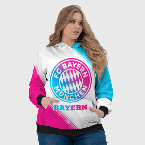 Женская толстовка 3D Bayern neon gradient style, цвет 3D печать - фото 6