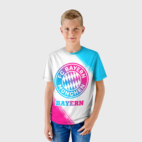 Детская футболка 3D Bayern neon gradient style, цвет 3D печать - фото 3