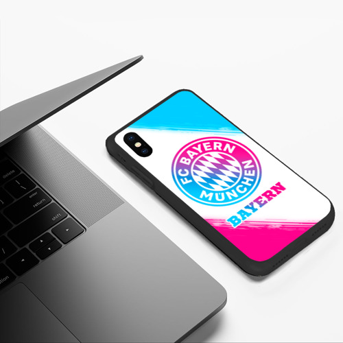 Чехол для iPhone XS Max матовый Bayern neon gradient style - фото 5