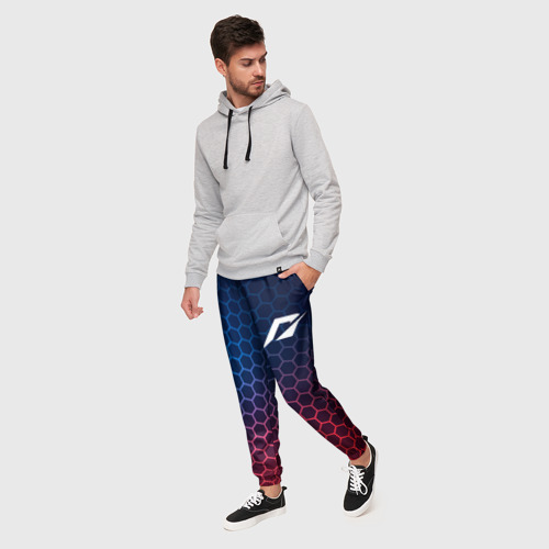 Мужские брюки 3D Need for Speed неоновые соты, цвет 3D печать - фото 3