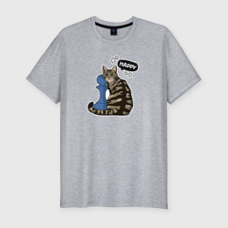 Кошка Юся и шахматная пешка – Мужская футболка хлопок Slim с принтом купить