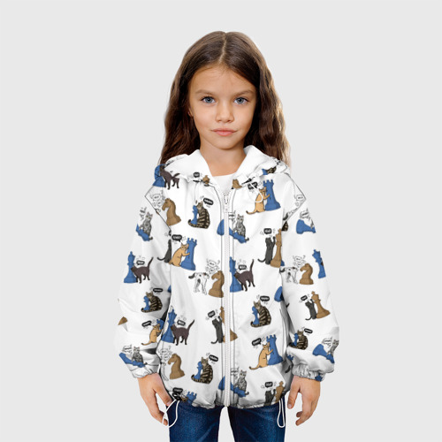 Детская куртка 3D Котики и шахматы белый, цвет белый - фото 4