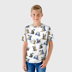 Детская футболка 3D Котики и шахматы белый - фото 2
