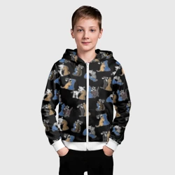 Детская толстовка 3D на молнии Котики и шахматы на черном - фото 2