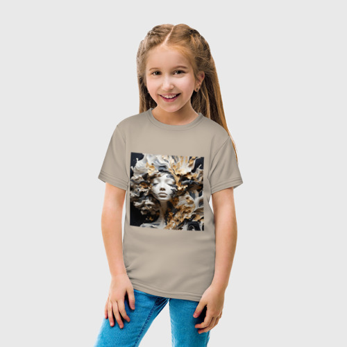 Детская футболка хлопок с принтом Девушка из акрила, вид сбоку #3