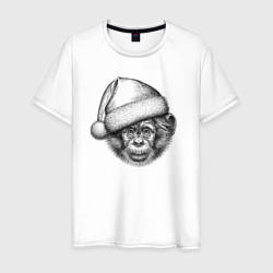 Мужская футболка хлопок Новогодний шимпанзенок