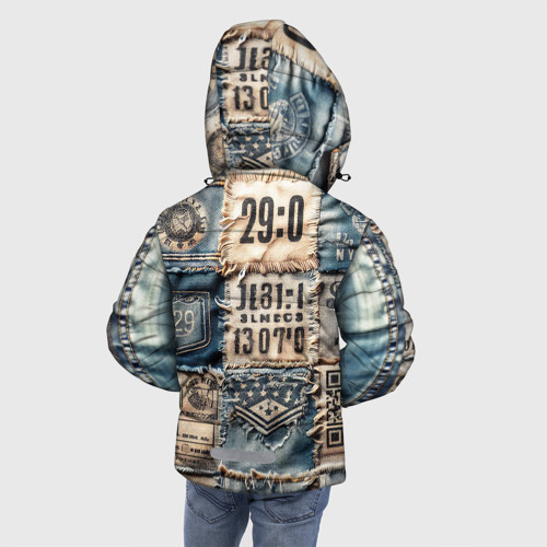Зимняя куртка для мальчиков 3D с принтом Пэчворк Tokyo and US, вид сзади #2