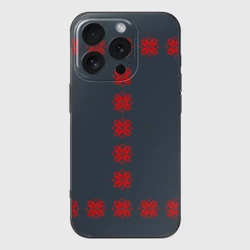 Чехол для iPhone 16 Pro Max силиконовый с защитой камеры Этно - темный