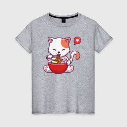 Рамен для котика – Женская футболка хлопок с принтом купить со скидкой в -20%