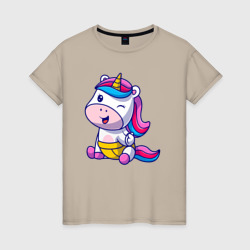 Winking unicorn – Женская футболка хлопок с принтом купить со скидкой в -20%