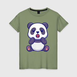 Удивлённая панда – Женская футболка хлопок с принтом купить со скидкой в -20%