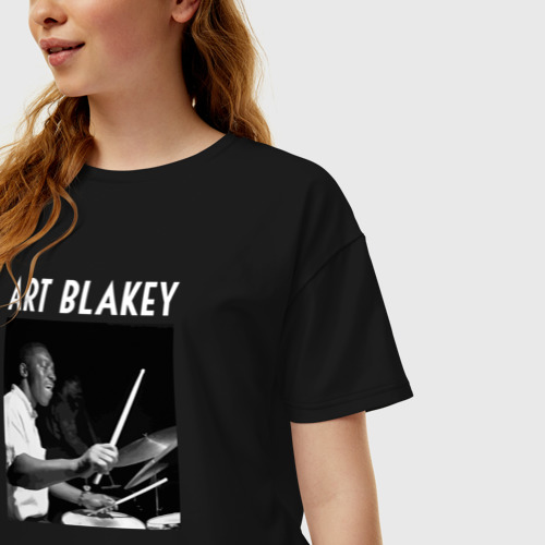 Женская футболка хлопок Oversize Jazz legend Art Blakey, цвет черный - фото 3