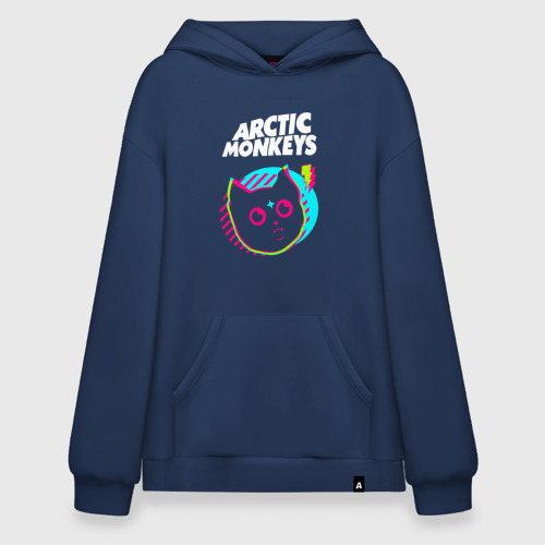 Худи SuperOversize хлопок Arctic Monkeys rock star cat, цвет темно-синий