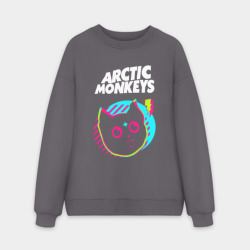 Мужской свитшот oversize без начеса хлопок Arctic Monkeys rock star cat