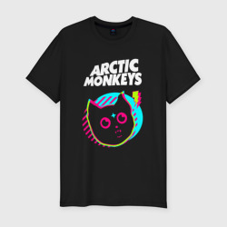 Мужская футболка хлопок Slim Arctic Monkeys rock star cat