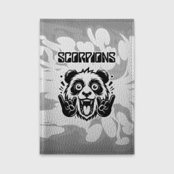 Обложка для автодокументов Scorpions рок панда на светлом фоне