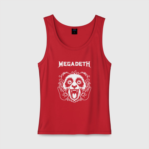 Женская майка хлопок Megadeth rock panda, цвет красный