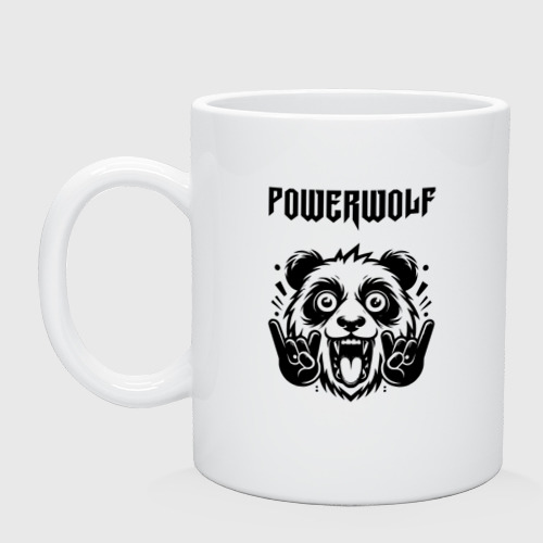 Кружка керамическая с принтом Powerwolf - rock panda, вид спереди №1