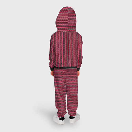 Детский костюм с толстовкой 3D Красно-розовый искажённые полосы, цвет черный - фото 4