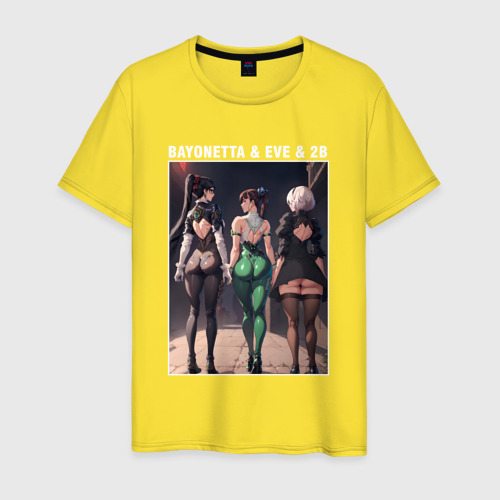 Мужская футболка хлопок Eva 2b Bayonetta, цвет желтый