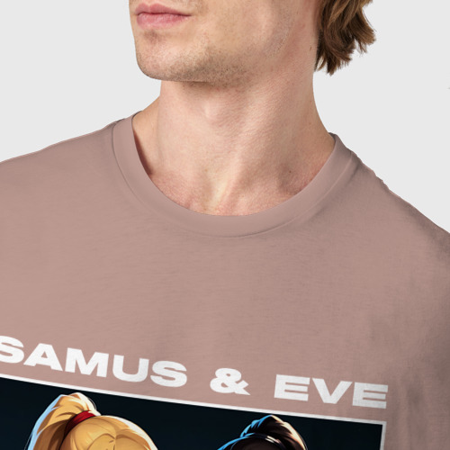 Мужская футболка хлопок Самус Аран и Ева, цвет пыльно-розовый - фото 6