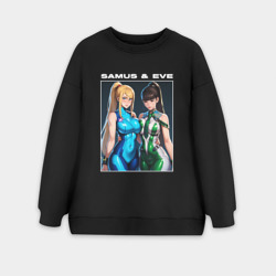 Женский свитшот oversize без начеса хлопок Самус Аран и Ева