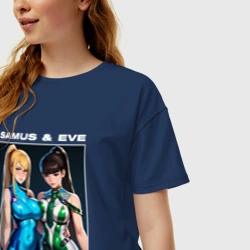Женская футболка хлопок Oversize Самус Аран и Ева - фото 2