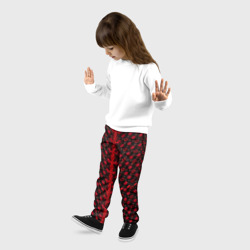 Детские брюки 3D Красные киберпанк ячейки на белом фоне - фото 2