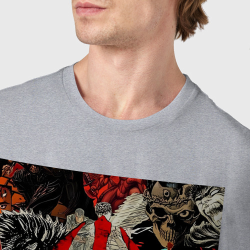 Мужская футболка хлопок Берсерк Гатс коллаж, цвет меланж - фото 6