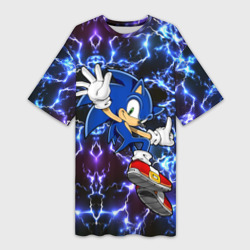 Платье-футболка 3D Sonic blue x