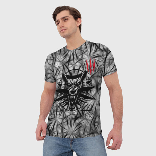 Мужская футболка 3D The witcher wolf face, цвет 3D печать - фото 3
