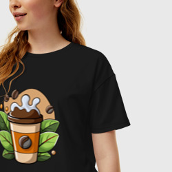 Женская футболка хлопок Oversize Летний завтрак с кофе - фото 2