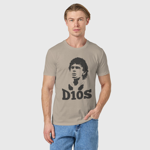Мужская футболка хлопок Maradona dios, цвет миндальный - фото 3