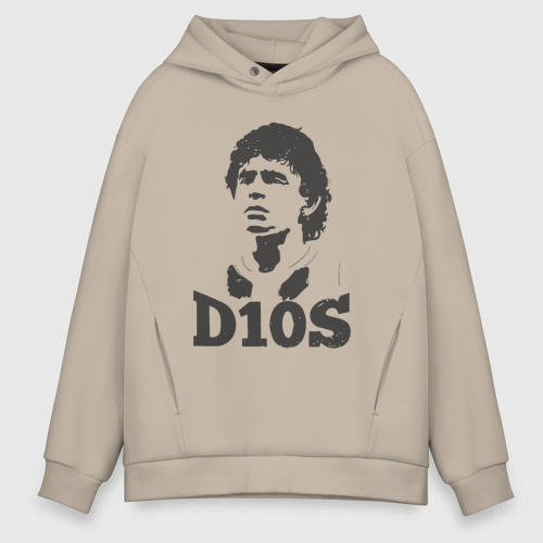 Мужское худи Oversize хлопок Maradona dios, цвет миндальный