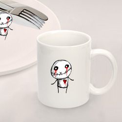 Набор: тарелка кружка с принтом Crying lover для любого человека, вид спереди №2. Цвет основы: белый