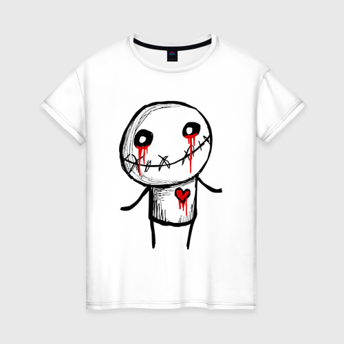 Женская футболка из хлопка с принтом Crying lover, вид спереди №1