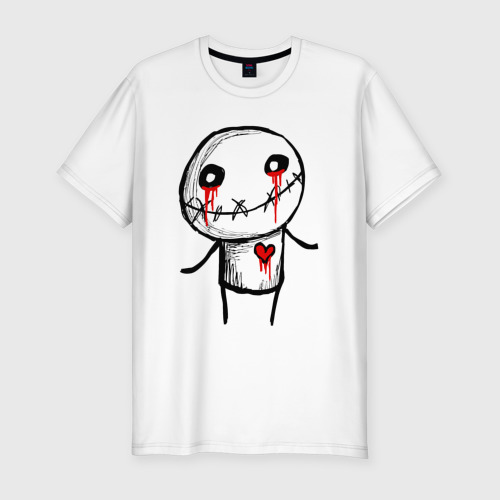 Мужская приталенная футболка из хлопка с принтом Crying lover, вид спереди №1