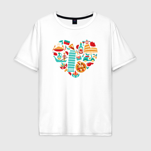 Мужская футболка оверсайз из хлопка с принтом Любовь к Италии, вид спереди №1