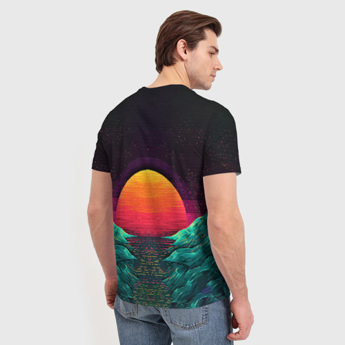 Мужская футболка 3D Пиксельный ретро закат, цвет 3D печать - фото 4