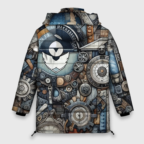 Женская зимняя куртка Oversize Механистический паттерн - авангард нейросеть, цвет светло-серый - фото 2