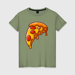 Пицца с сыром – Женская футболка хлопок с принтом купить со скидкой в -20%