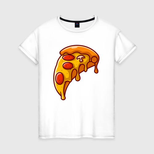 Женская футболка из хлопка с принтом Пицца с сыром, вид спереди №1