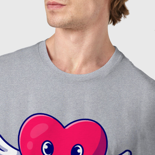 Мужская футболка хлопок Сердечко ангел, цвет меланж - фото 6