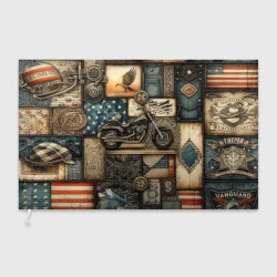 Флаг 3D Patchwork with a motorcycle - ai art