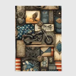 Постер Patchwork with a motorcycle - ai art