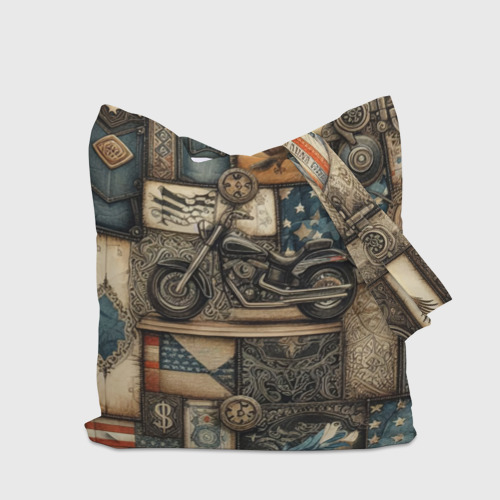 Шоппер 3D Patchwork with a motorcycle - ai art - фото 5