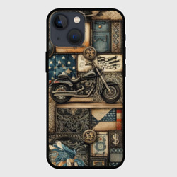 Чехол для iPhone 13 mini Patchwork with a motorcycle - ai art