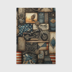 Обложка для автодокументов Patchwork with a motorcycle - ai art