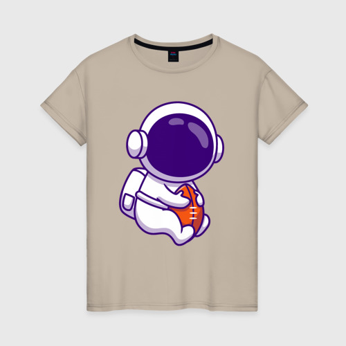 Женская футболка хлопок Space football, цвет миндальный